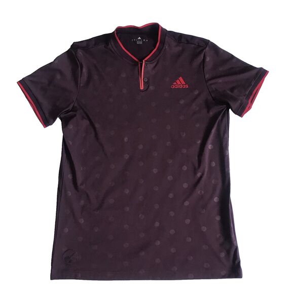 Adidas London Polo S/S ClimaCool Tennis Shirt Dots BP5186 Henley Large Borosc - Picture 1 of 10